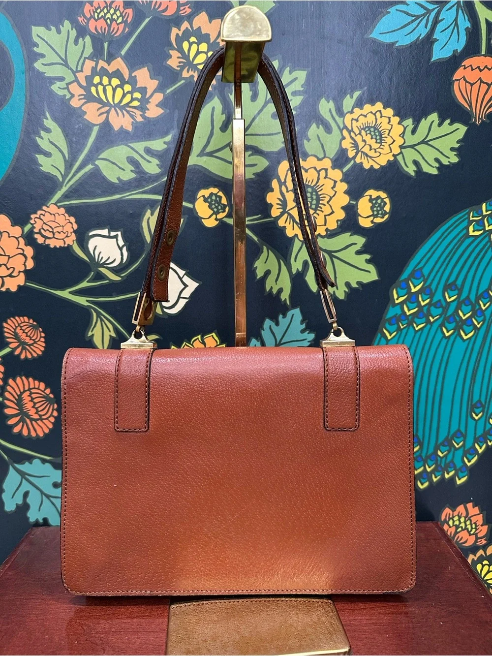 Vintage Bally Made in France Cognac Leather Shoulder Bag Éclair Zipper